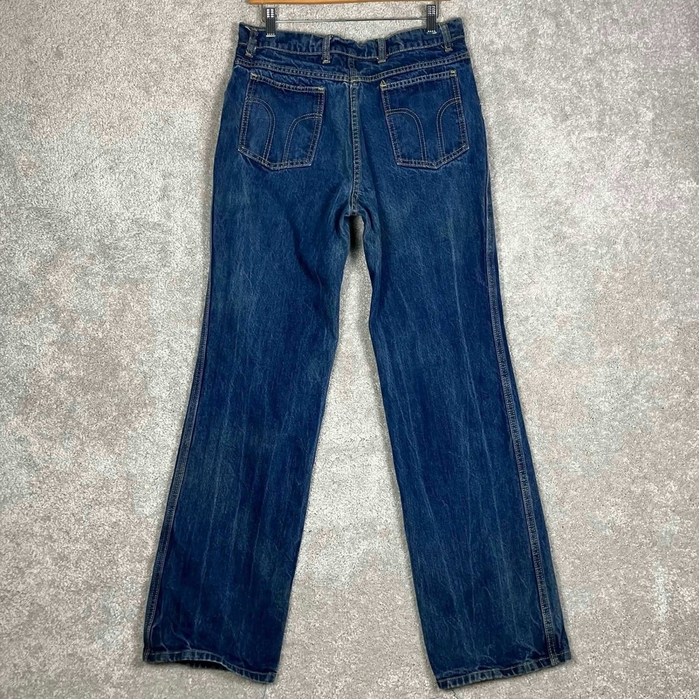 Vintage 70s Blue Denim Jeans Mens Made in USA Scovill Zip Retro Fits 30x31 - Picture 6 of 14